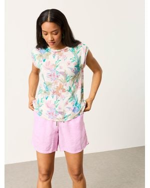FatFace Lou 100% Linen Tank Top - Pink