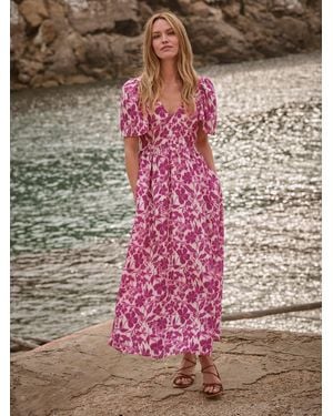 FatFace Fatface Marlowe Gathered Sleeve Printed Maxi Dress - Purple