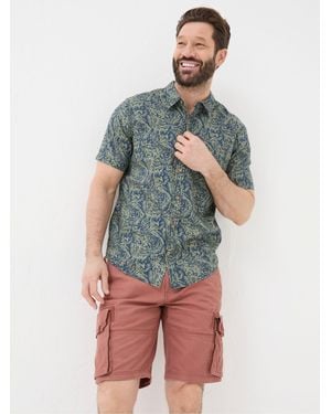 FatFace Short Sleeve Jungle Print Shirt - Green