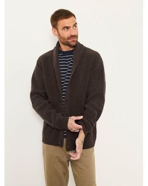 FatFace Fatface Ember Chocolate Shawl Neck Knitted Cardigan - Brown