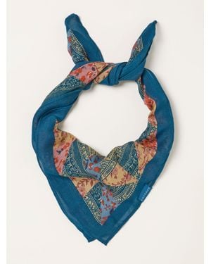 FatFace Patchwork Printed Square Scarf - Blue