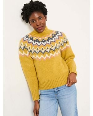FatFace Fatface Nell Fairisle High Neck Knitted Jumper - Yellow