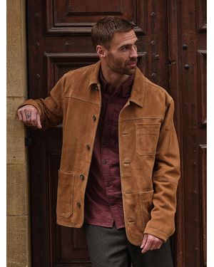 FatFace 100% Suede Worker Jacket - Brown
