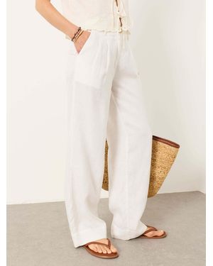 FatFace Arie Wide Leg 100% Linen Trousers - Natural