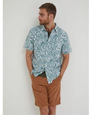 FatFace Fatface Bugle Palm Print Shirt - Blue