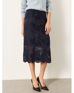 FatFace Fatface Sara Lace Midi Skirt - Blue