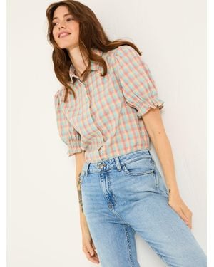 FatFace Kat 100% Cotton Embroidered Shirt - Blue