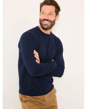 FatFace Rye Crew Neck Knitted Jumper - Blue