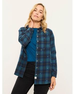 FatFace Bessie Embroidered Check Shirt - Blue