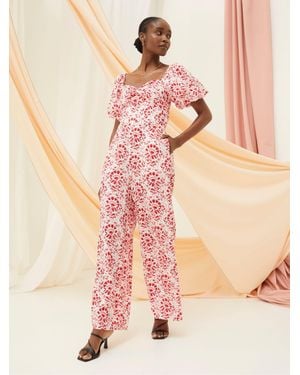 FatFace Rose Floral Tile Jumpsuit - Pink