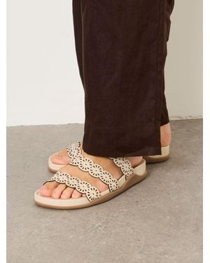 FatFace Leather Laser Cut Comfort Sandal - Brown