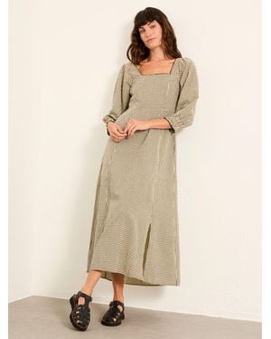 FatFace Fatface Petite Isla Gingham Midi Dress - Natural