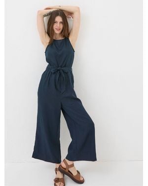 FatFace Liz Linen Jumpsuit - Blue