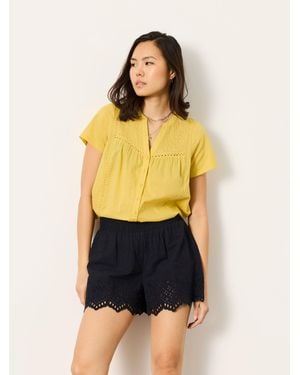 FatFace Letty Petite Embroidered Blouse - Yellow
