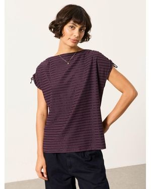 FatFace Gabby Gathered Shoulder Detail Top - Purple