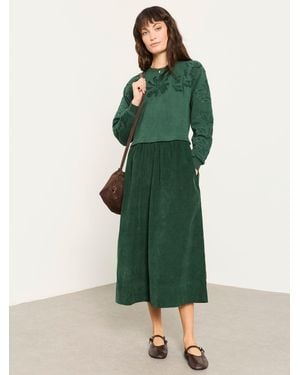 FatFace Fatface Pacey Petite Cord Contrast Midi Dress - Green