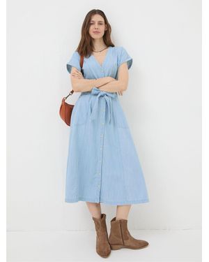 FatFace Odette Denim Midi Dress - Blue