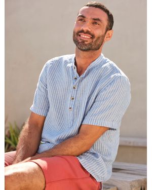 FatFace Fatface Popover Stripe Linen Shirt - Blue