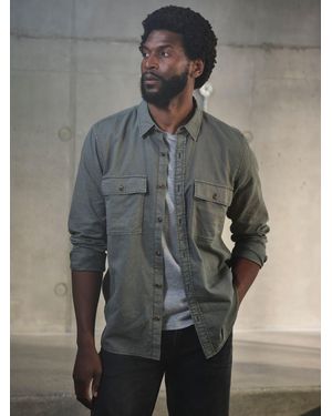 FatFace Bugle Long Sleeve Garment Dye Utility Shirt - Grey