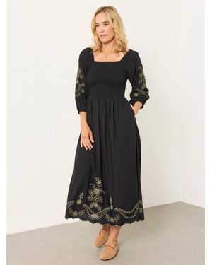 FatFace Adele Embroidered Midi Dress - Black