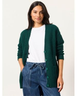 FatFace Lou Longline Knitted Cardigan - Green