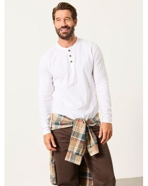 FatFace Woodside Long Sleeve Henley Top - White
