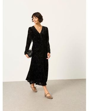 FatFace Claudia Devore Midi Dress - Black