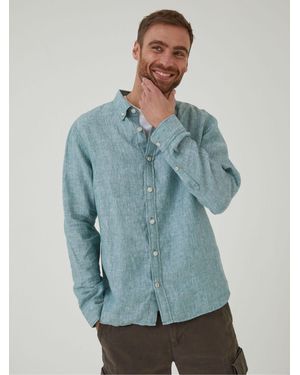 FatFace Plain Linen Shirt - Blue