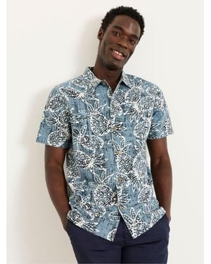 FatFace Fatface Short Sleeve Pineapple Print Shirt - Blue