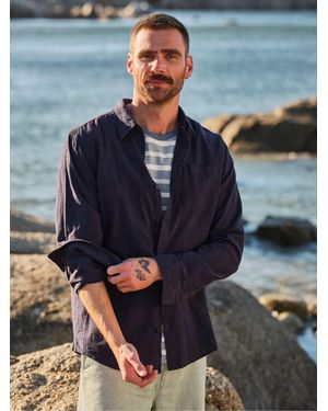 FatFace Fatface Long Sleeve Linen Cotton Bugle Shirt - Blue