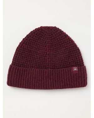 FatFace Fatface Burgundy Fisherman Waffle Beanie - Red