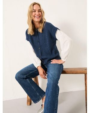 FatFace Fatface Odette Button Front 2 - Blue