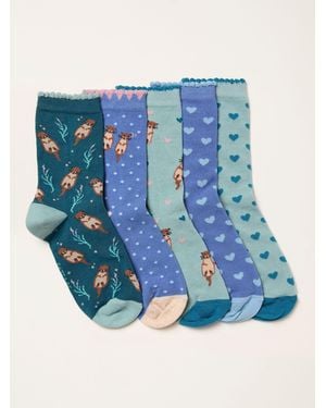 FatFace Fatface 5 Pairs Of Otter Socks - Blue