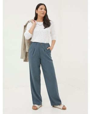 FatFace Pendeen Linen Blend Trousers - Blue