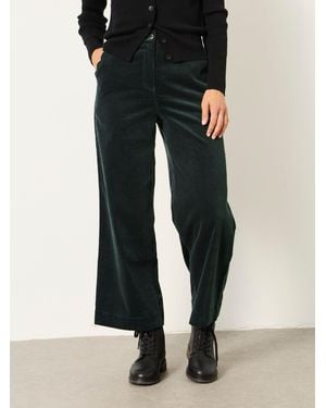 FatFace Hove Petite Wide Leg Cord Trousers - Black