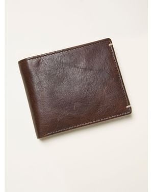 FatFace Corner Stitch Detail Leather Wallet - Brown