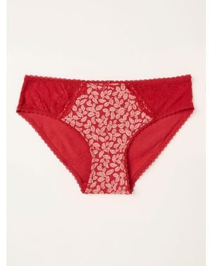 FatFace Autumn Leaves Classic Knickers - Red
