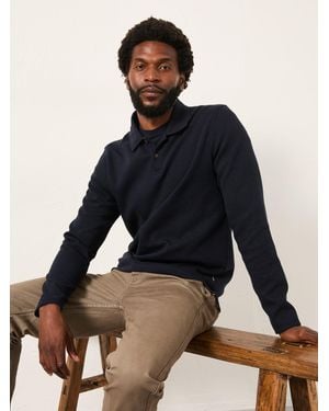 FatFace Fatface Ayr Long Sleeve Ribbed Polo Shirt - Blue