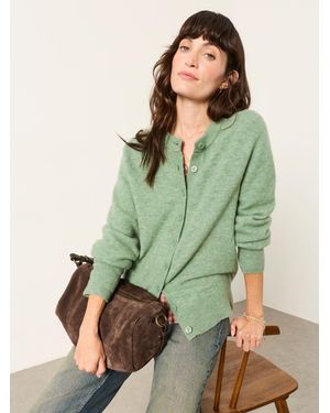 FatFace Fatface Halle Sage Wool Rich Soft Knit Button Front Cardigan - Green
