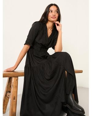 FatFace Elsie Regular Embroidered Midi Dress - Black