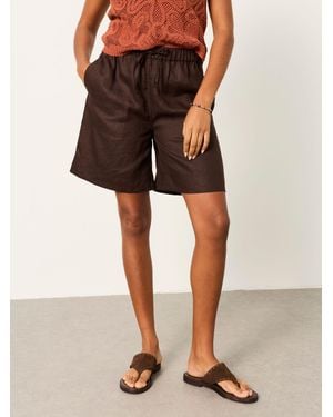 FatFace Fatface Amberly 100% Linen Shorts - Brown