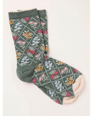FatFace Fatface Floral Socks - Green