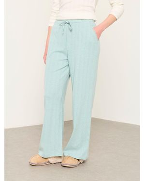 FatFace Lola Pointelle Wide Leg Trousers - Blue