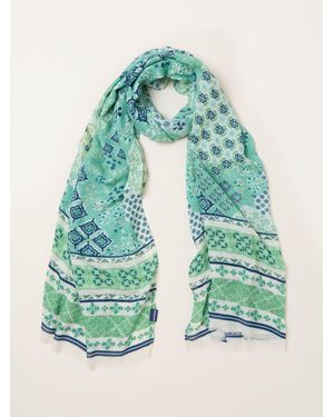 FatFace Fatface Patchwork Printed Lightweight Scarf - Green