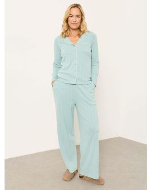 FatFace Pointelle Long Sleeve Pyjama Shirt - Green