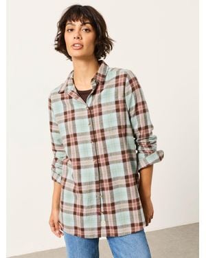 FatFace Olivia Petite Check Shirt - White