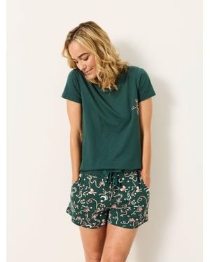 FatFace Bow Print Pyjama Set - Green
