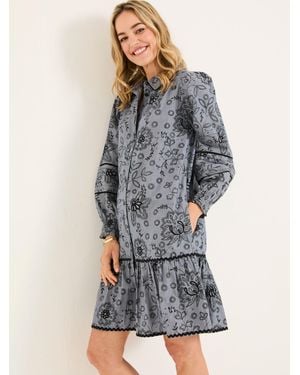 FatFace Fatface Kitty Embroidered Dress - Grey