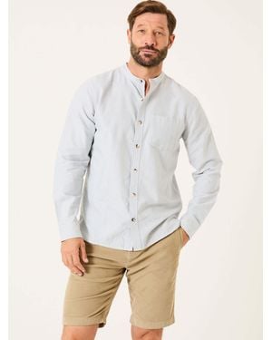 FatFace Long Sleeve Stripe Grandad Shirt - White