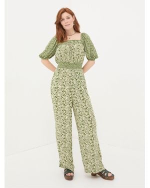 FatFace Eva Damask Floral Jumpsuit - Green